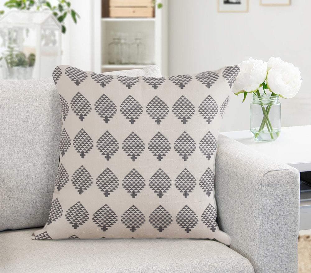 Hetalls Global 18x18 Beige with Grey Blocks Polyester Printed Throw Pillow Cover for Living Room Sofa Bed Modern Decorative Subtle Cushion Pillowcase (45x45 cm) Cover ONLY