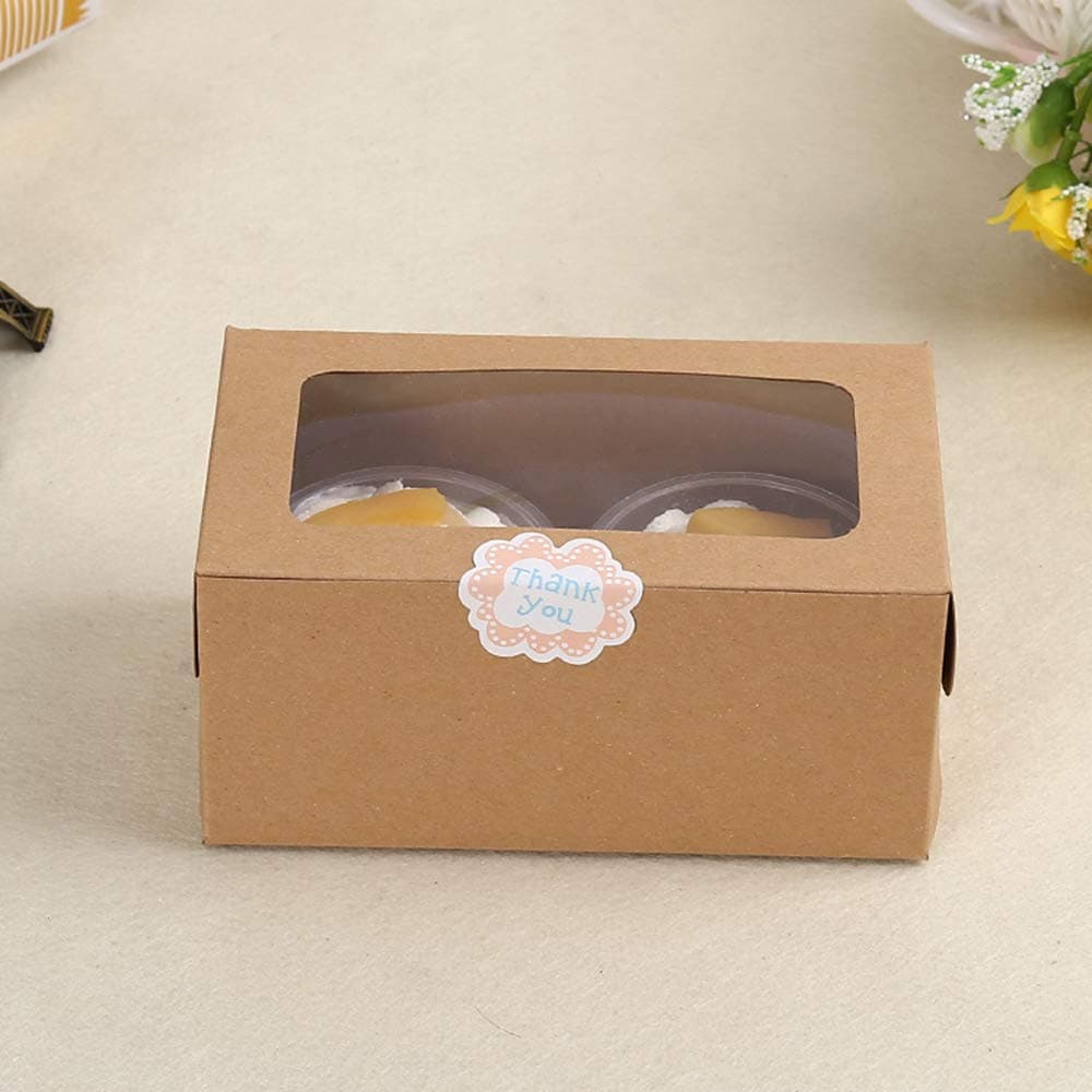 Aofocy Cupcake Boxes Cake Holder Baking Pastry Package Paper for muffin bakery cake shop with 2 holes 20pcs