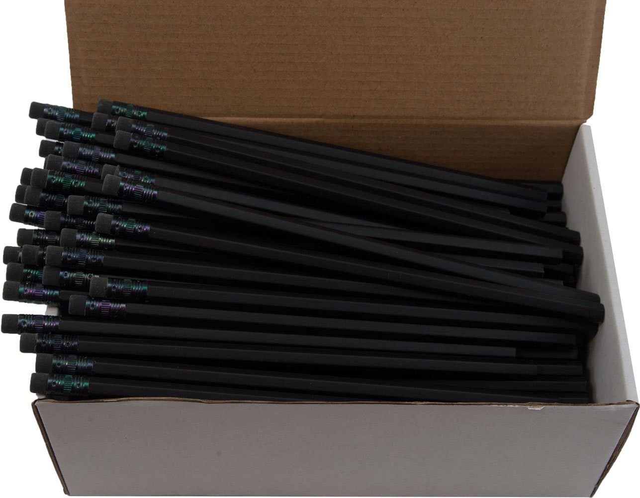 Hex Pencils (Full Size Hex Pencil with #2 Lead Available in a Variety of Colors) (Tested Non Toxic) (Latex Free Eraser) (Classroom Pencils) (Bulk Box of 144) (Matte Black)
