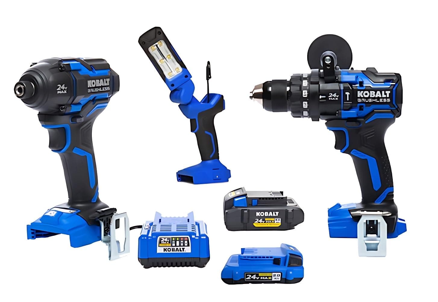 Kobalt XTR 3-Tool 24-Volt Max Brushless Power Tool Combo Kit with Hard Case (Charger Included and 2-Batteries Included)