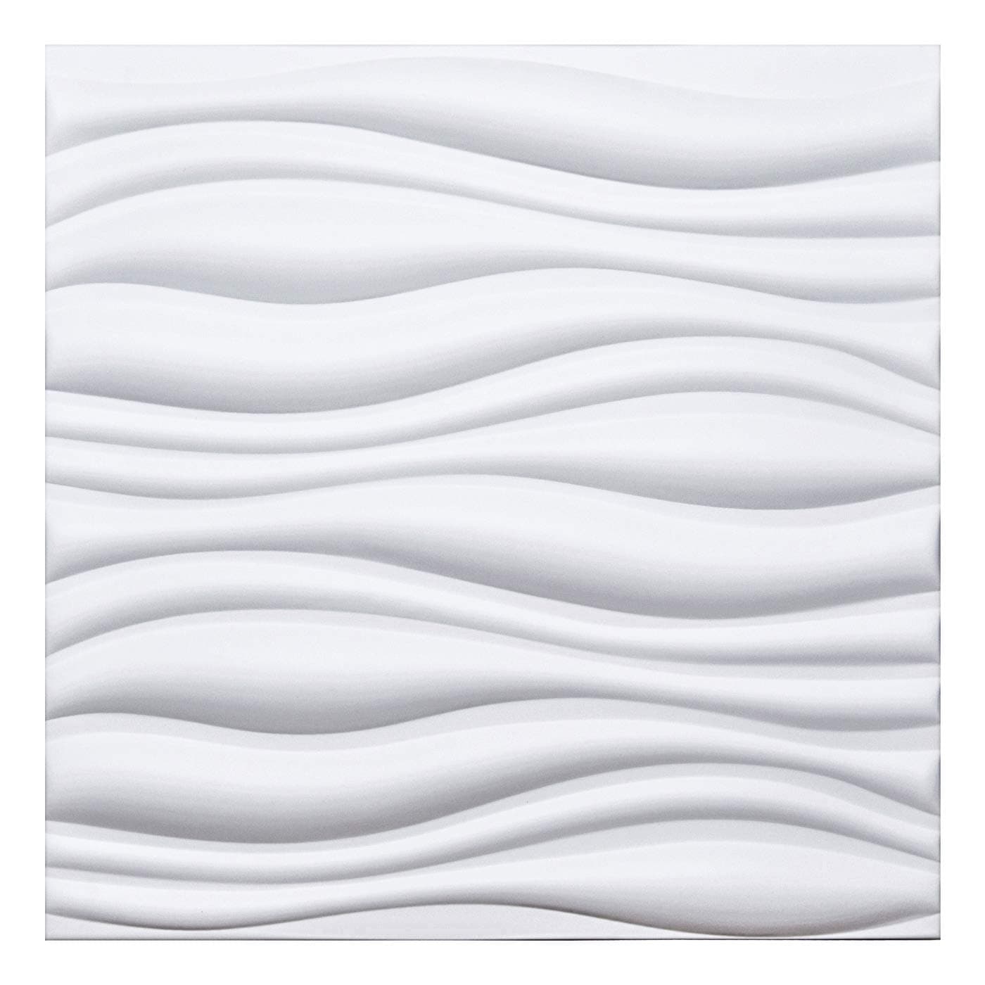 3D Leather Tiles Decorative 3D Wall Panels, White Wave 23.6" x 23.6" (6 Pack)