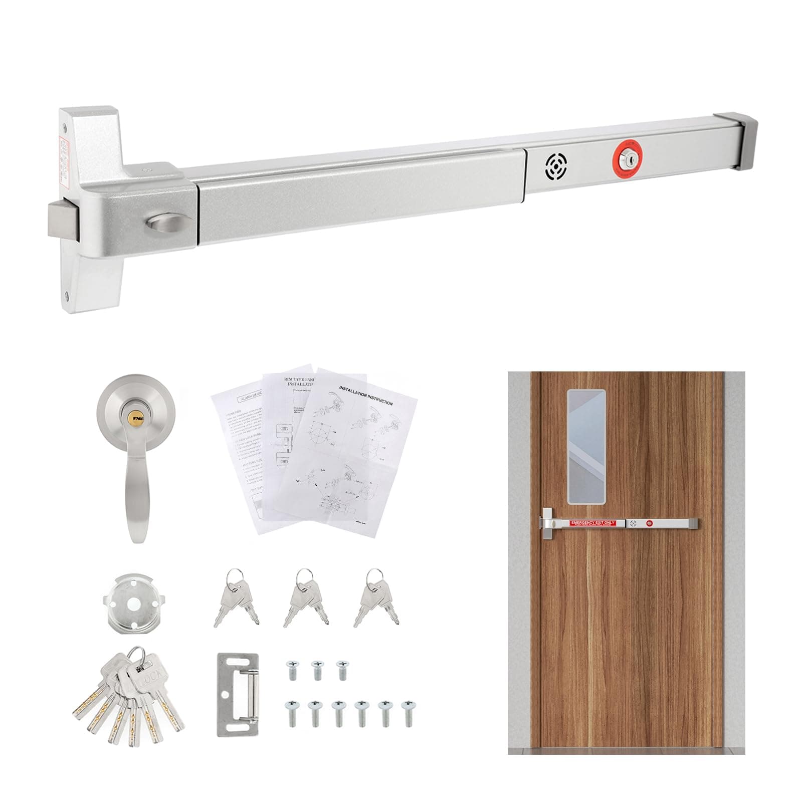 Alarm Panic Bar Exit Device WJ0B00M742 with Lock and Key