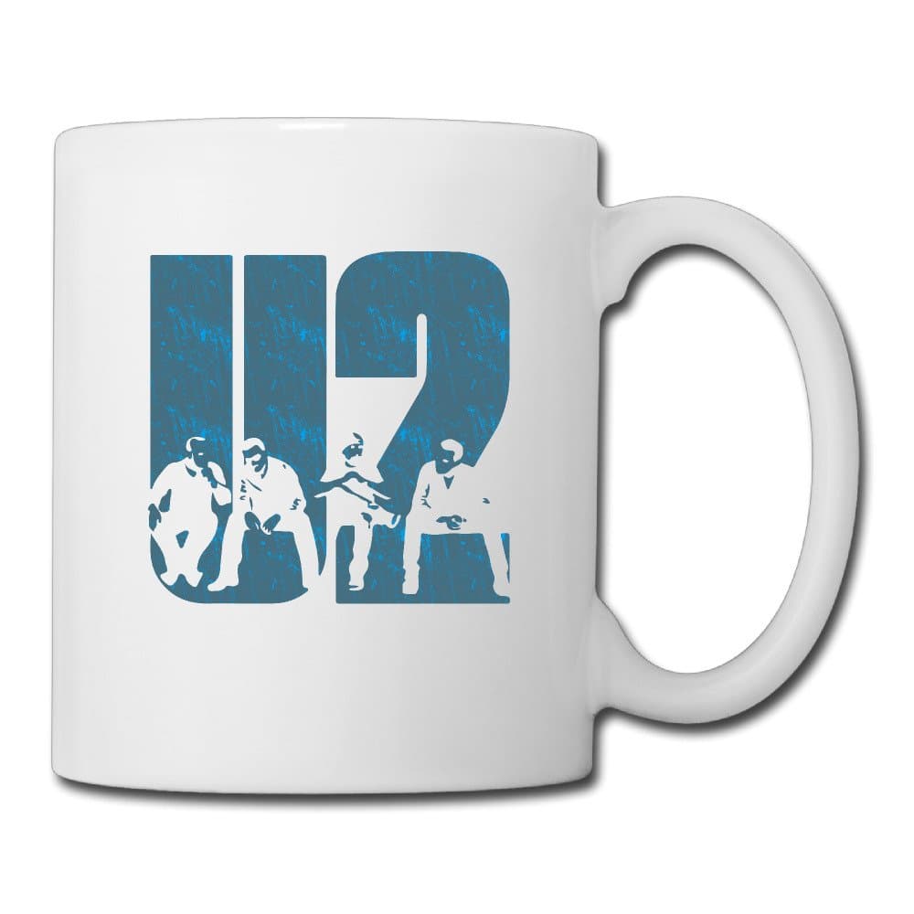 Cool U2 Band Ceramic Coffee Mug, Tea Cup | Best Gift For Men, Women And Kids - 13.5 Oz, White