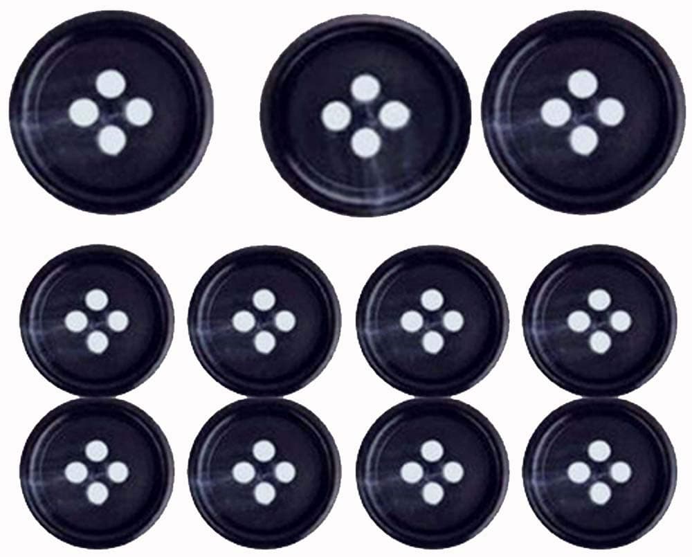 Navy Blue, Premium Suit Button Set- 11 Piece Set