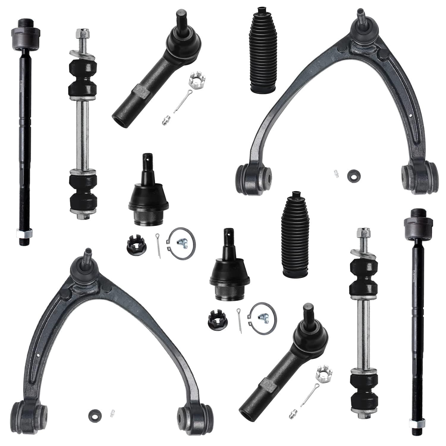 Detroit Axle - 12pc Front End Kit for GMC Chevy Silverado Sierra Suburban Yukon XL 1500 Tahoe Escalade ESV EXT, 2 Upper Control Arms 2 Sway Bars 4 Tie Rods 2 Lower Ball Joints 2 Boots