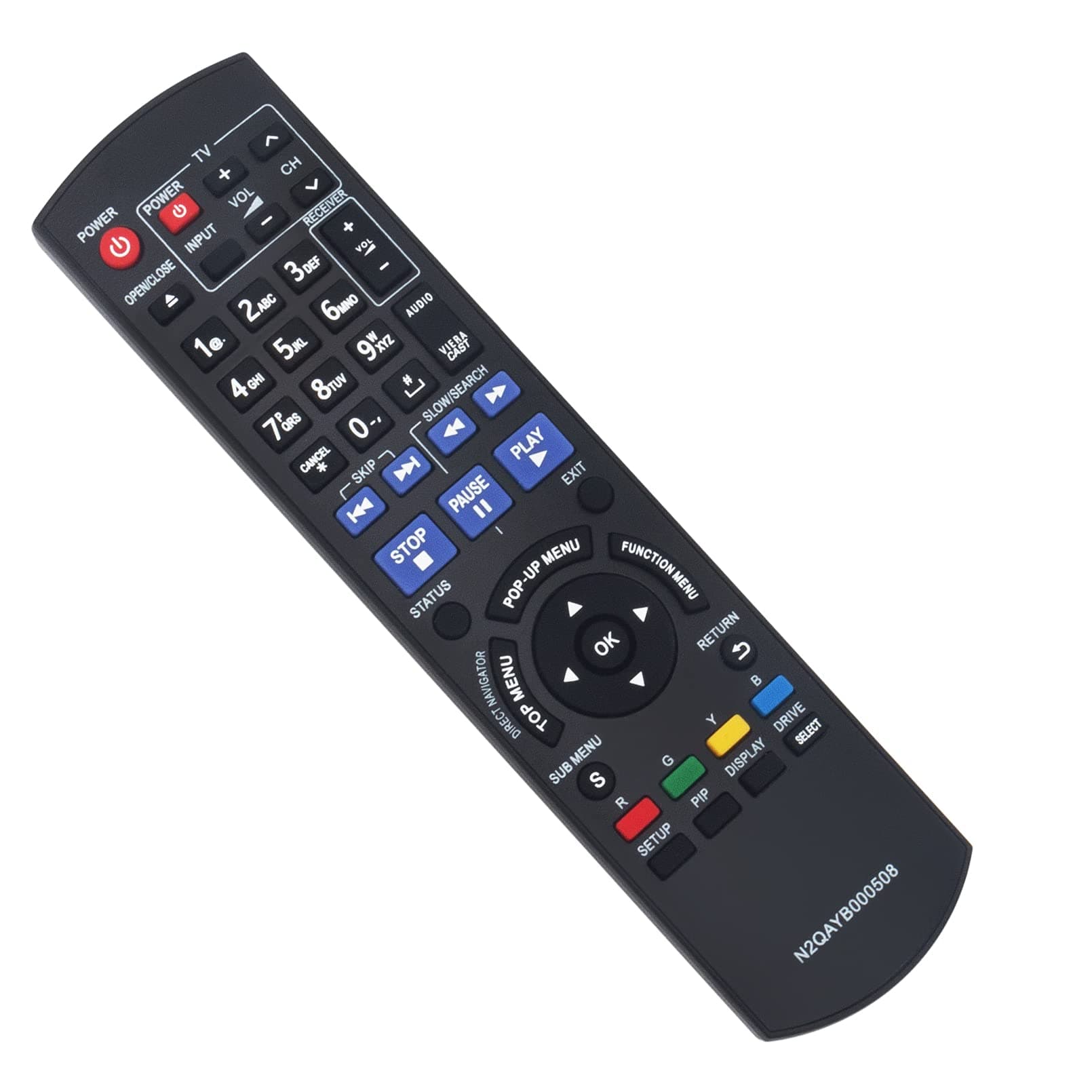 N2QAYB000508 Replace Remote for Panasonic Bluray DMP-B500 DMP-BD30 DMP-BD35 DMP-BD45 DMP-BD50 DMP-BD55 DMP-BD60 DMP-BD601 DMP-BD605 DMP-BD65 DMP-BD70 DMP-BD80 DMP-BD85 DMP-BDT100 DMP-BDT105 DMP-BDT300