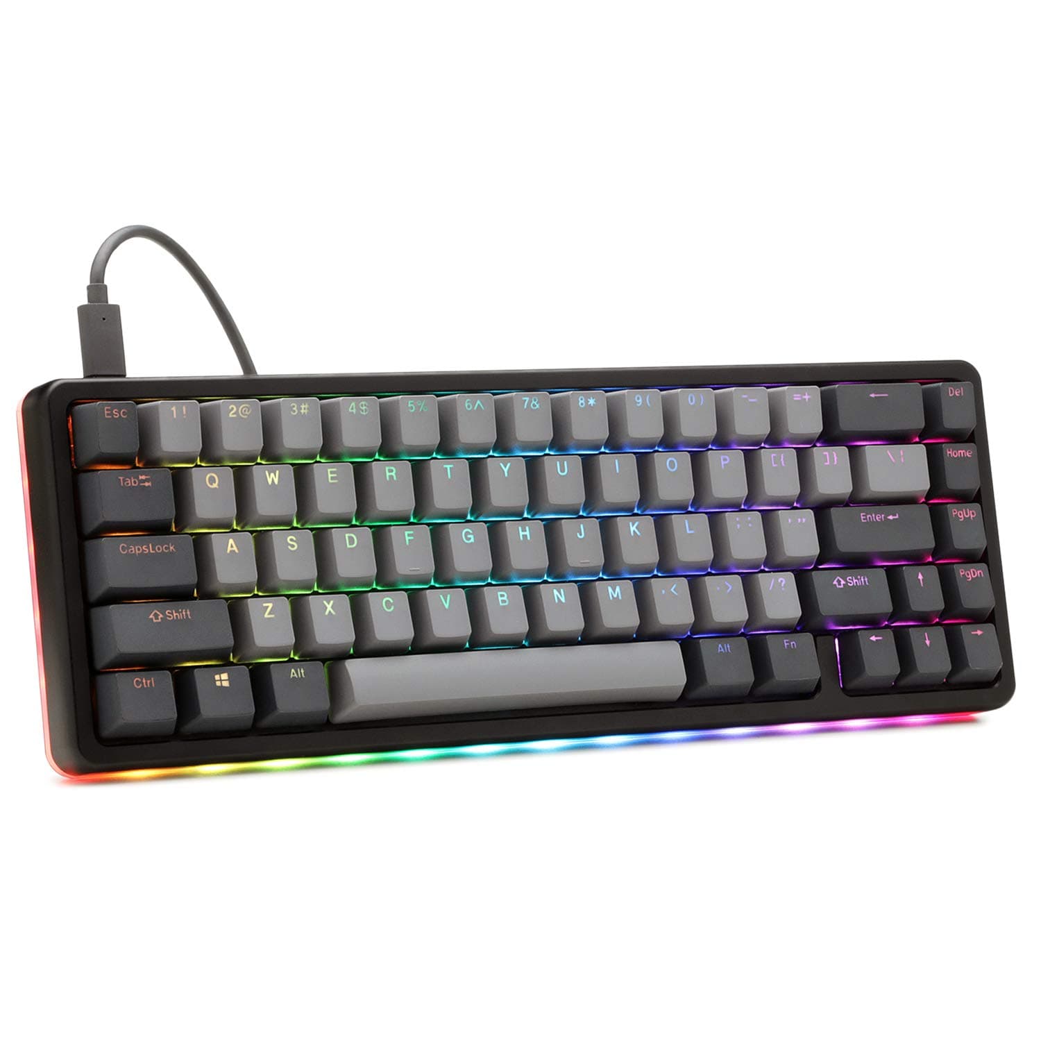 DROP ALT High-Profile Mechanical Keyboard — 65% (67 Key) Gaming Keyboard, Hot-Swap Switches, Programmable Macros, RGB LED Backlighting, USB-C, Doubleshot PBT, Aluminum Frame (Halo Clear, Black)