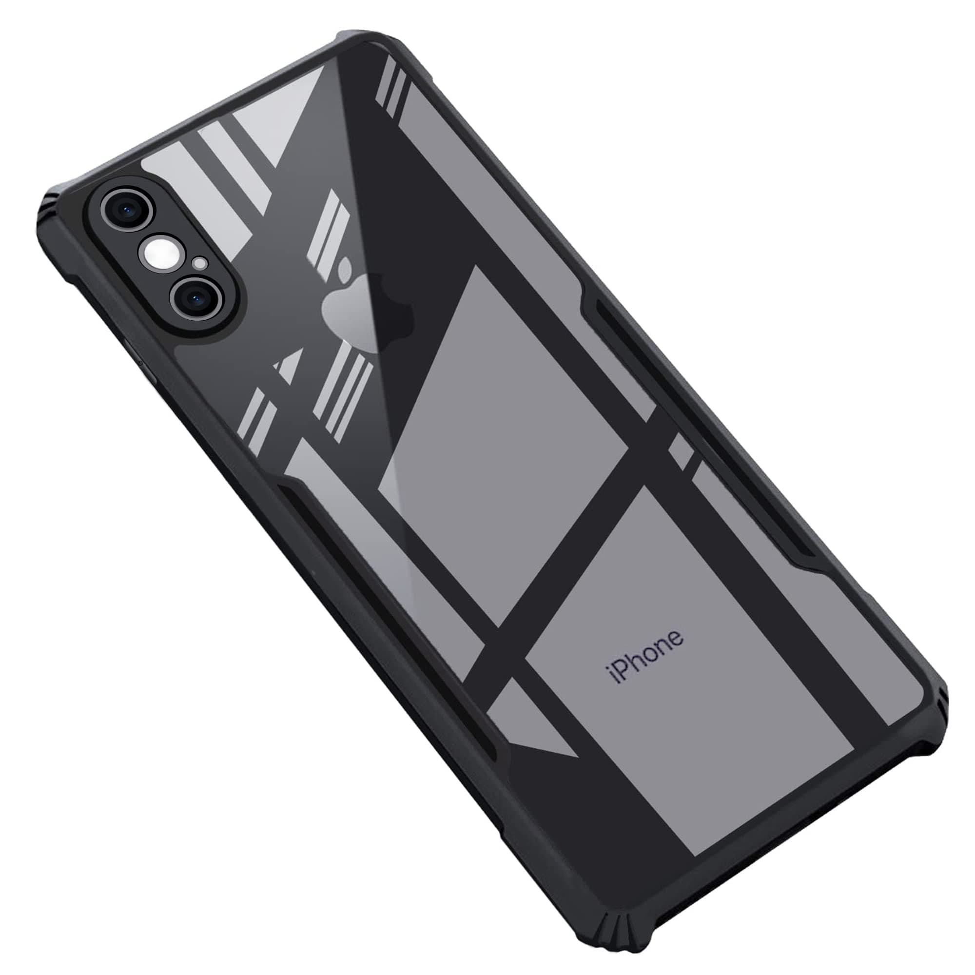 CEDO Backcover for iPhone Xs Max (4G) | Camera Protection Shockproof Bumper-Edge | Acrylic Crystal Clear 360 Degree Protection TPU+PC | Transparent Eagle Back Case Cover (Black)