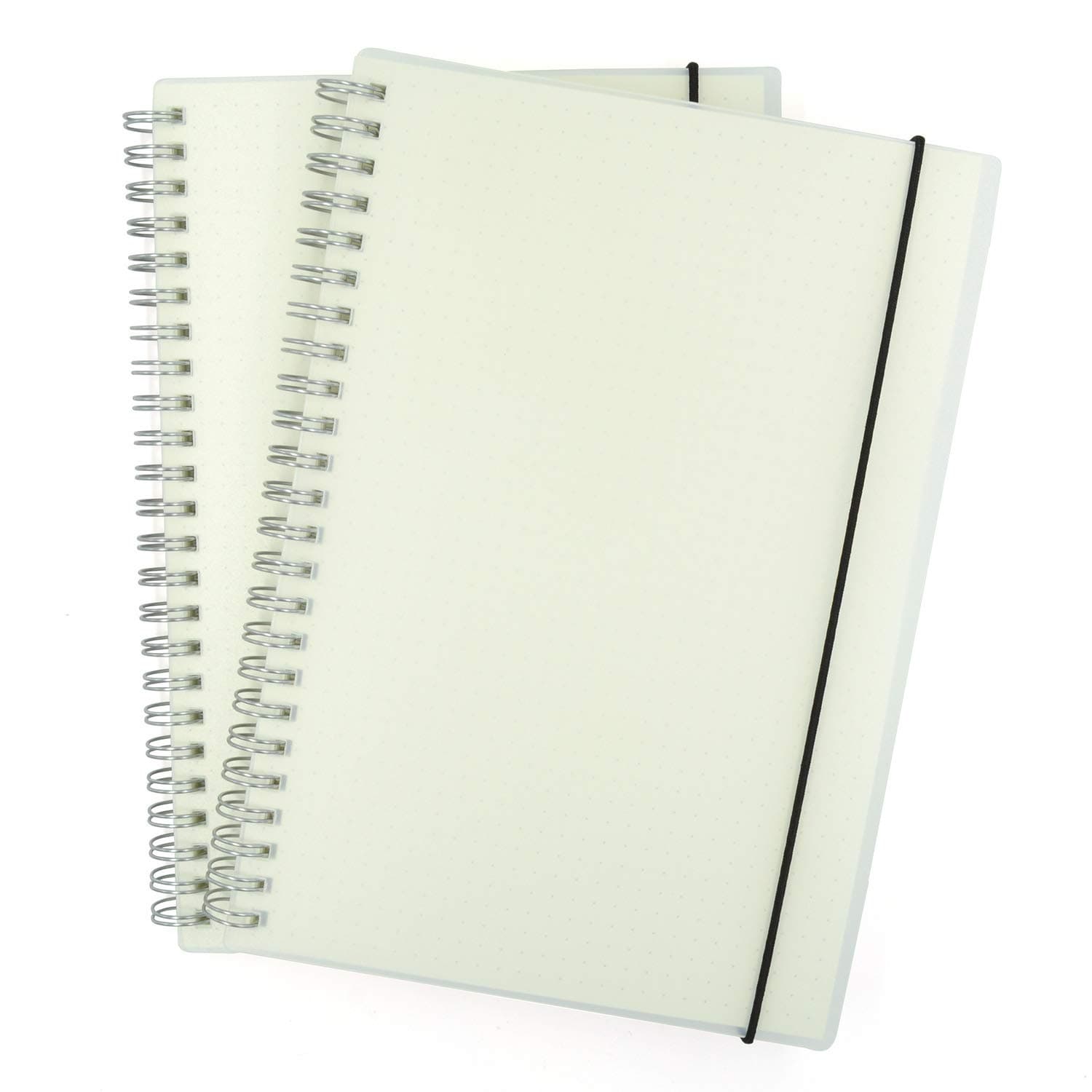 Dotted Notebook, A5 Dot Grid Spiral Bound Journal with Translucent Hard Cover, 5.67 x 8.27 inches Grid Notebook, Pack of 2