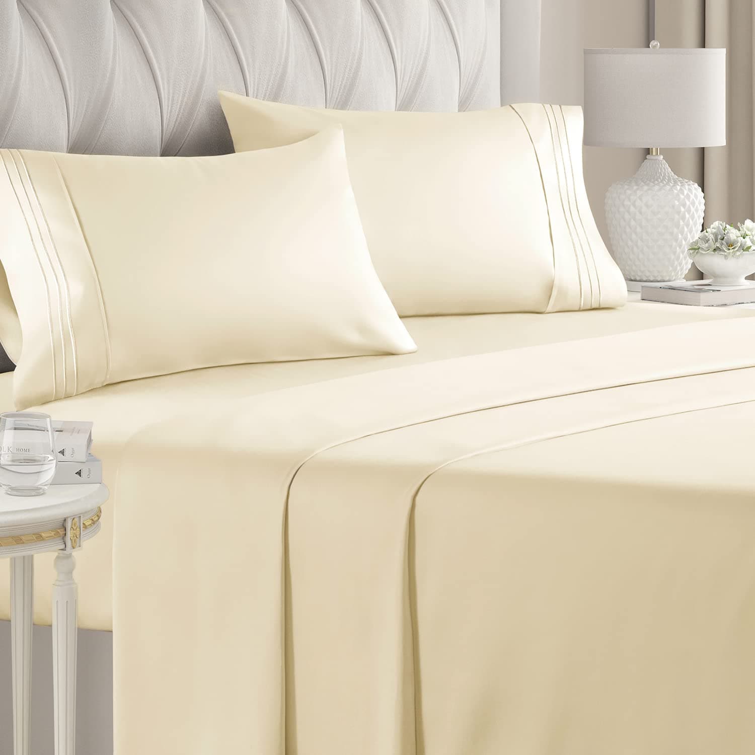 Full Size Sheet Set - 4 Piece - Hotel Luxury Bed Sheets - Extra Soft - Deep Pockets - Easy Fit - Breathable & Cooling Sheets - Wrinkle Free - Comfy – Off White Bedcovers Bed Sheets