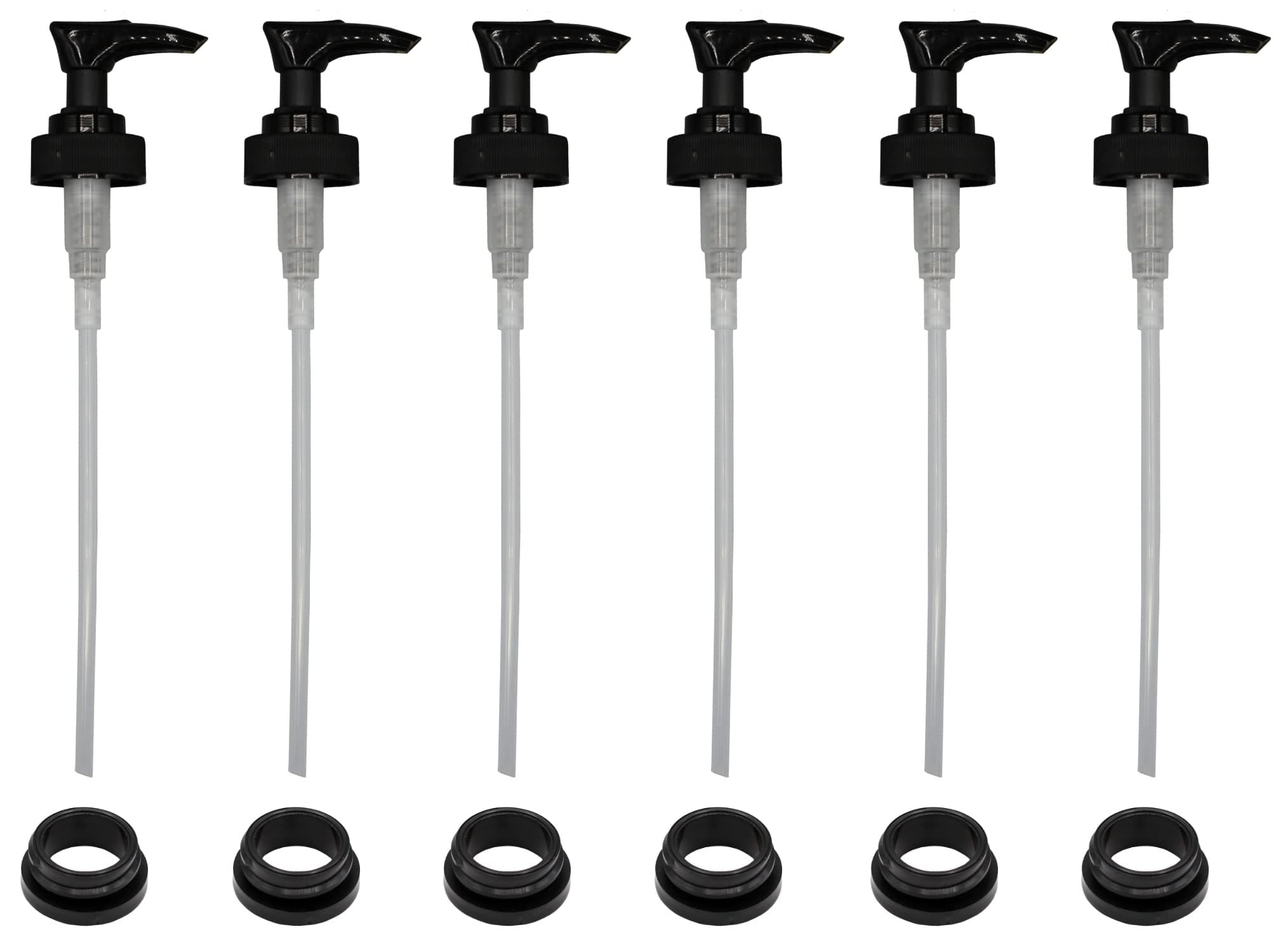 Creative Hobbies Black Plastic Dispenser Pumps with Screw Collars - 28/400 - Ideal for Soap and Lotion Jars or Bottles | Pack of 6