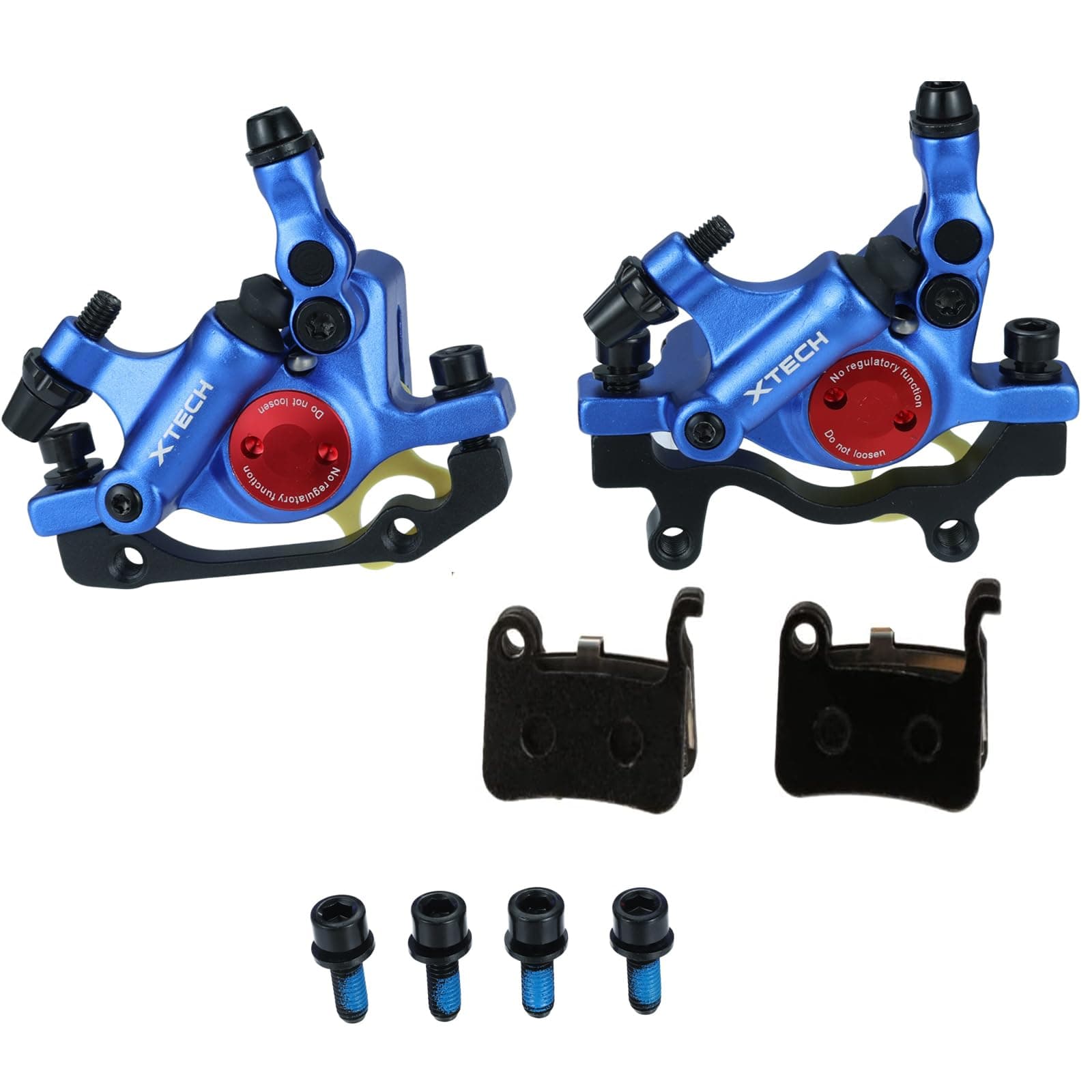 HB-100 Line Pulling Hydraulic Disc Brake Calipers，Mechanical Disc Brakes for MTB, Mountain Bike, E-bike and Electric Bike 2PCS Front/Rear Black/Red/Gold (Blue)