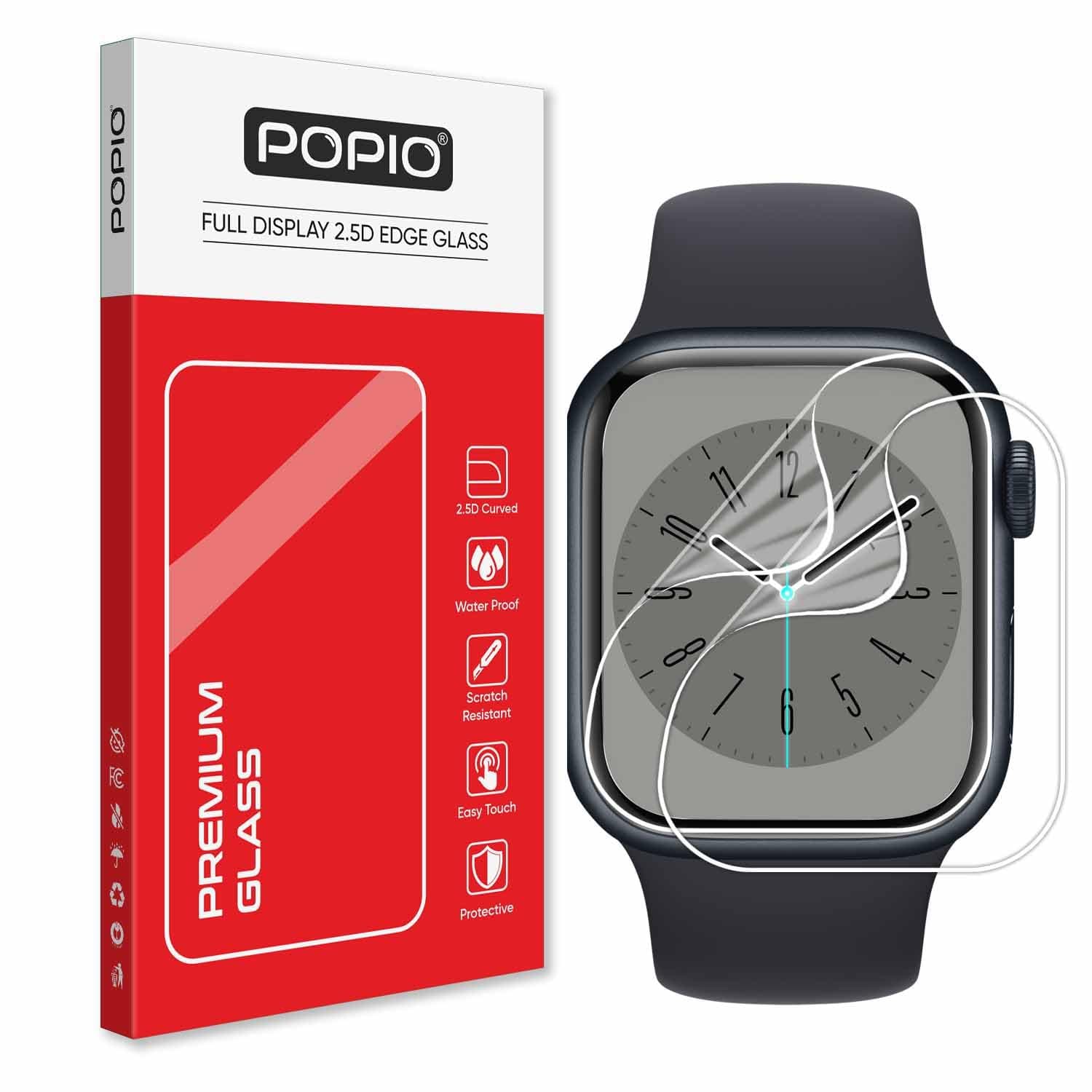 Acrylic Screen Guard Protector Compatible for Apple Watch Series 7 / Series 8 / Series 9, 41Mm (Transparent) With Edge To Edge Full Screen Coverage & Easy Installation Kit, Pack Of 2