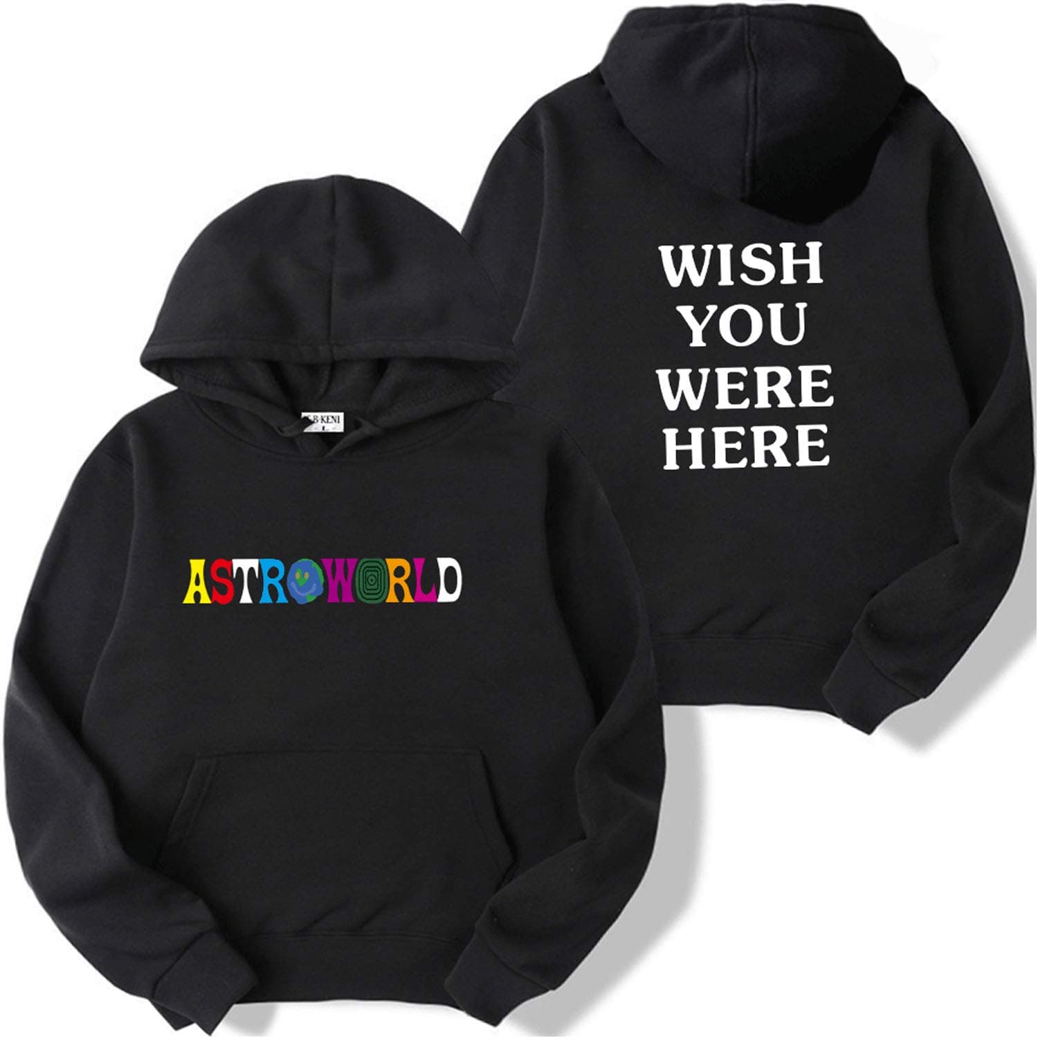 Travis Scott Astroworld Hoodie Sweatshirt Kpop Print Plus Size Pullover Harajuku Hip Hop Unisex Men Women Hooded Hoodies (Black, S)