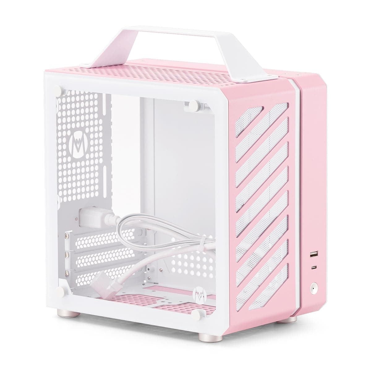 Mechanic Master Cool Cube Series C24 Mini-ITX Case/Alumium/Steel/GPU Length Within 245mm, SFX/L PSU Computer Case (Sakura Pink)