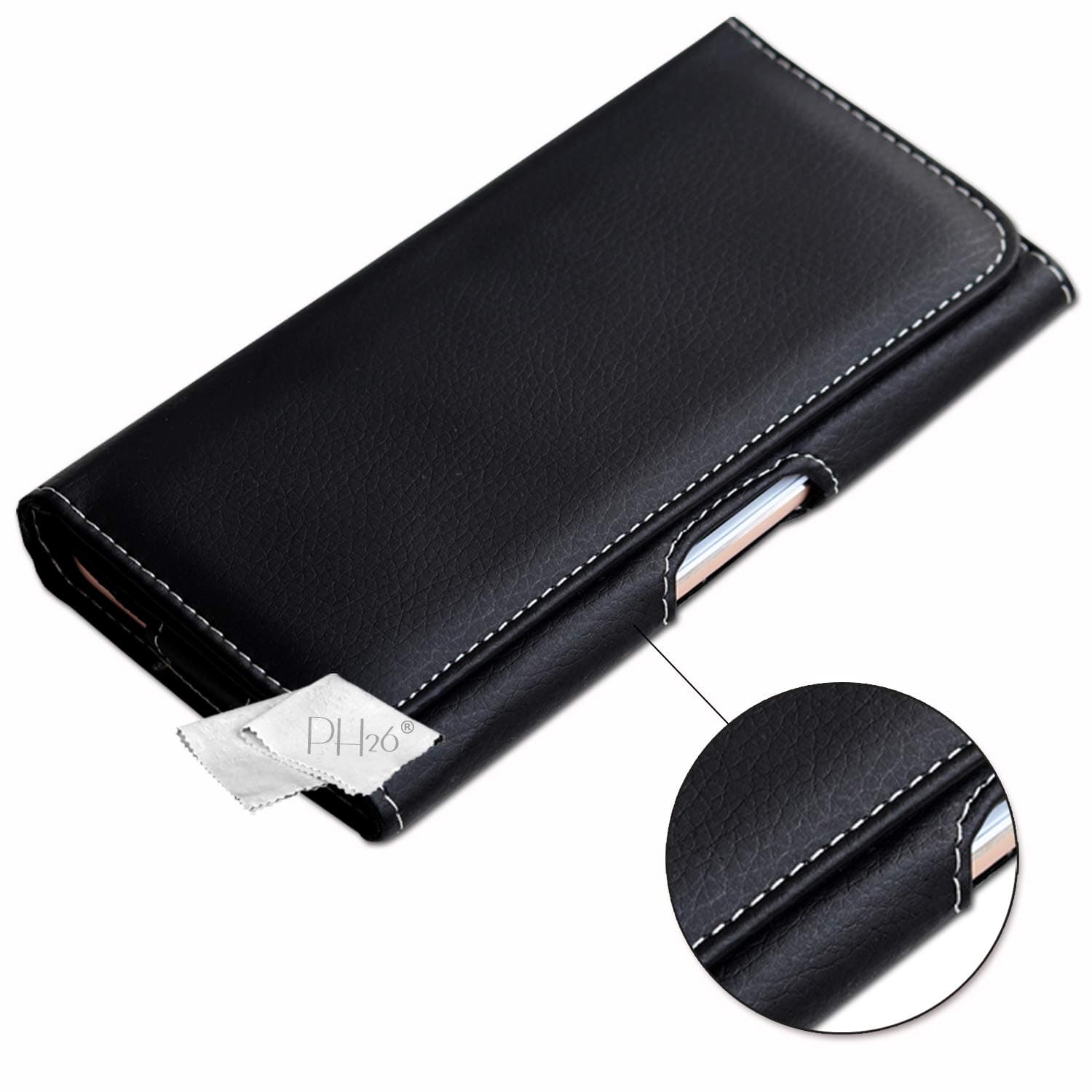 Ph26 Sony Xperia ION Case with Belt Clip/Belt Loop/Magnetic Closure/Premium Grained Leather Look/Black