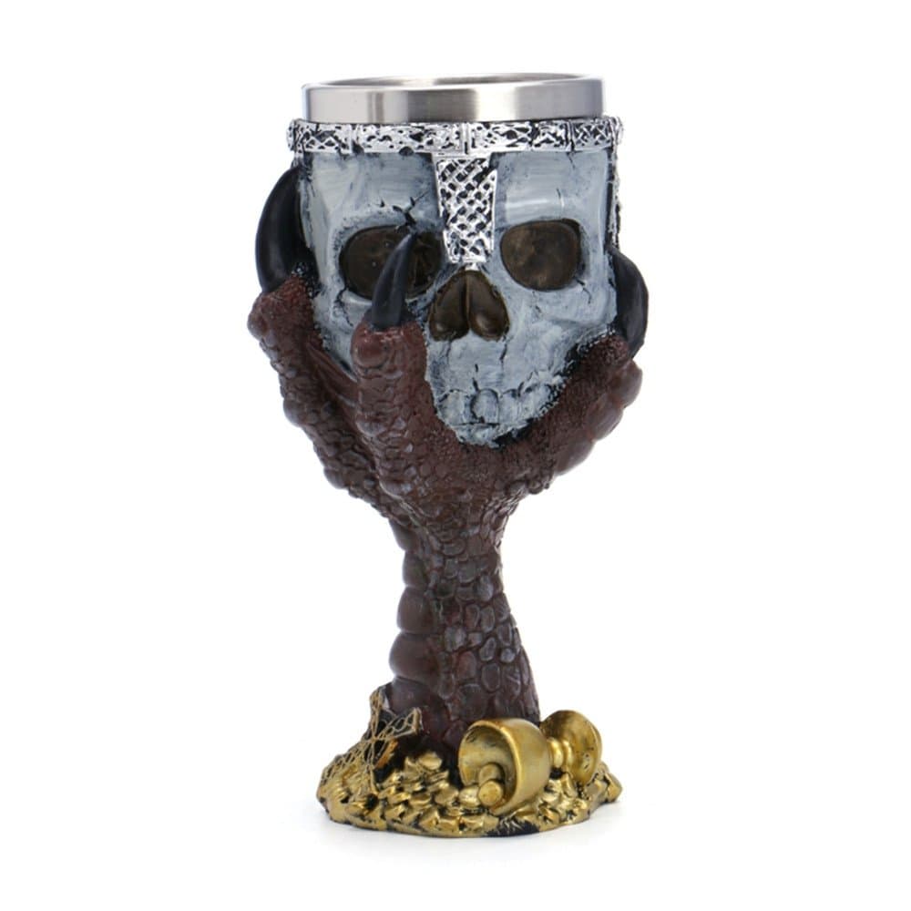 Stainless Steel 3D Skull Cup Wolf Claw Double Wall Drinking Mug Personalized Dragon Bone Metal Wine Goblet Glass Cups Mug (red)