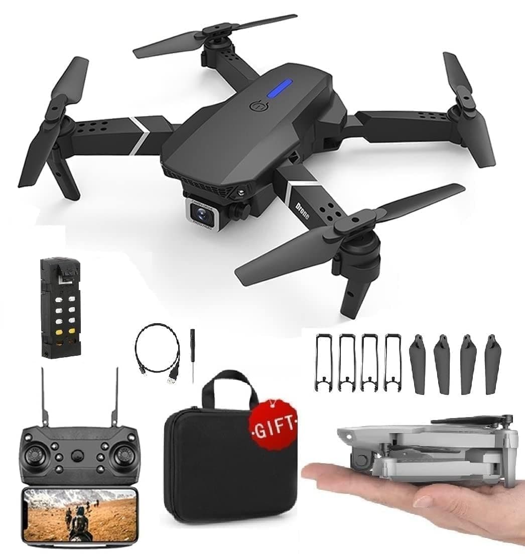 Drone with 4k Camera Foldable 1080P HD Drone with FPV Live Video, Smart Gestures Selfie, Altitude, Off/Landing, Car 3D Series Flips, Headless Shade Mode, Aerial Photography Sun (Multicolour)