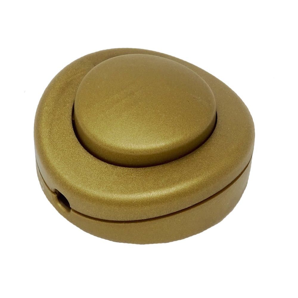 Gold matt foot switch for round cables 250 V / 2 A, diameter 65 mm x 30 mm