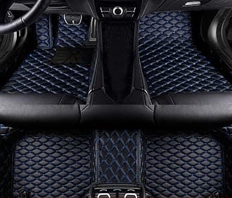 Custom Car Floor Mats Compatible with Mercedes-Benz A B C E G CL CLA CLK CLS ML EQA EQB EQC EQE EQS EQV GLA GLB GLC GLK GLS SLK SL SLC S R AMG GT Waterproof Car Mat (Black&Blue Line)