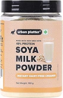 Urban Platter Soya Milk Powder, 150g  (Soy-Based Dairy Alternative | Unsweetened | 49% Protein | Plant-Based | Non GMO)