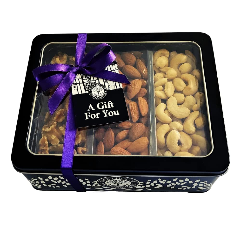 Whole Nut Selection Luxury Gift Tin By The Ludlow Nut Co - Assorted Gift Set 620g - Premium Quality Mixed Nuts - Whole Almonds, Walnut Halves and Cashew