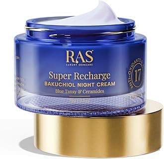 Ras Luxury Oils Super Recharge Night Cream with Bakuchiol (Natural Retinol) & Peptides| Anti-aging Formula | Hydrates & Strenghten Skin Barrier | Reduces Fine Lines & Wrinkles | Luxury Skincare | 15g