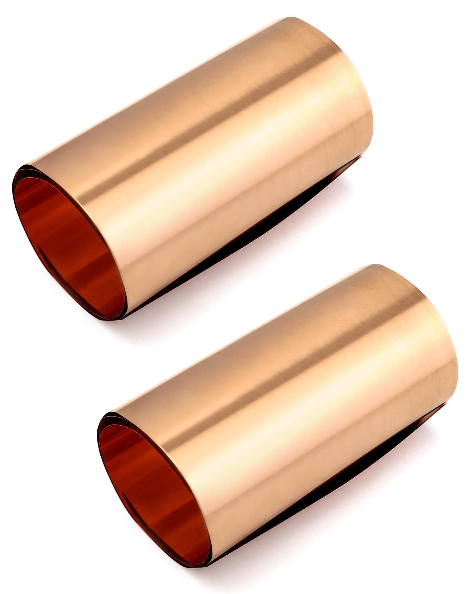 QWORK® 2 Rolls of 0.1mm Copper Sheet Roll, 99.9% Pure Copper Metal Sheet Foil - Each Roll 0.1mm x 20cm x 1M (0.004" x 8" x 39.5")