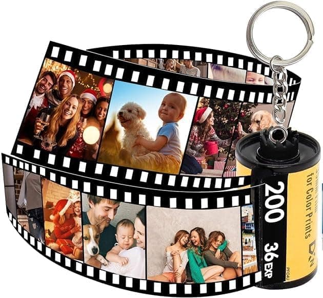 Generic Personalized Camera Film Roll Keychain with Photo,Custom Personal Roll Keyring,Customized Pictures Gifts for Men Women…, Small, Black