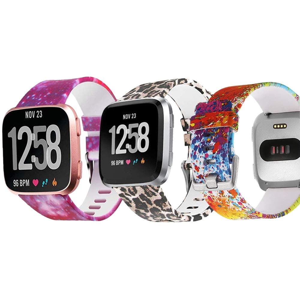 hellosy Compatible for Fitbit Versa Bands, Soft Safety Waterproof and Sweat Resistant Silicone Material, with Metal Buckle and Seamless Connection Design for Men Women Large Small, Colorful Choice.