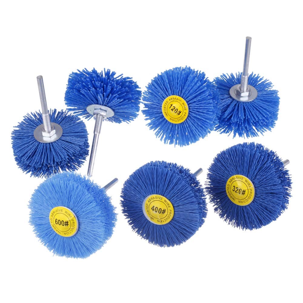 7 Pack Abrasive Nylon Wheel Brush for Drill with 1/4" Shank, (80 120 180 240 320 400 600 ) Grits, Nylon Abrasive Wheel Perfect for Removal of Rust/Corrosion/Paint