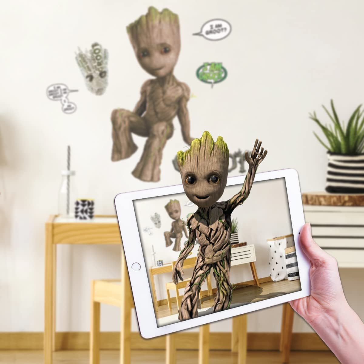 - Wall Palz Marvel Baby Groot Wall Decals - 26" Augmented Reality Guardians of The Galaxy Bedroom Wall Decor Peel and Stick Vinyl Wall Stickers