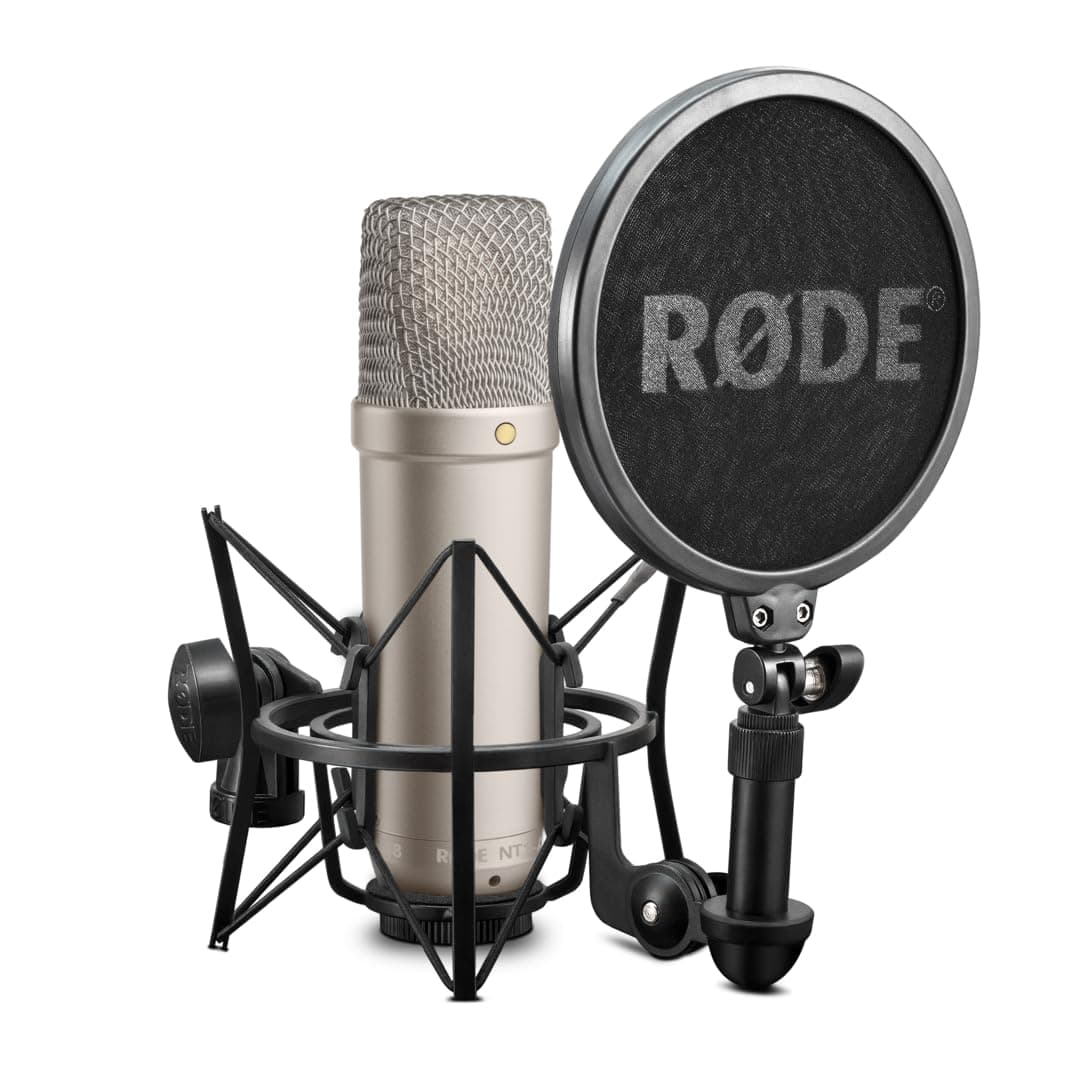 RØDE NT1A Large-diaphragm Cardioid Condenser Microphone with Shock Mount, Pop Filter and XLR Cable for Music Production, Vocal Recording, Streaming and Podcasting