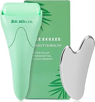Ice Roller and Gua Sha Skin Care Tool Set, Face Roller for Women, Gua Sha Tool for Face, Facial Skin Care Kits for Puffiness Reducing Muscle Relaxing Wrinkles Relieving, Self Care Gift for Women