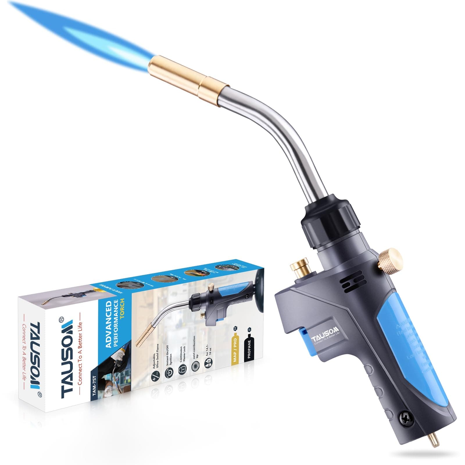 Propane Torch Head Heat 3600℉ Mapp/Map Gas Torch Trigger Start Gas Torch for Soldering Copper Light Stove Fireplace Barbecue Outdoor Activities