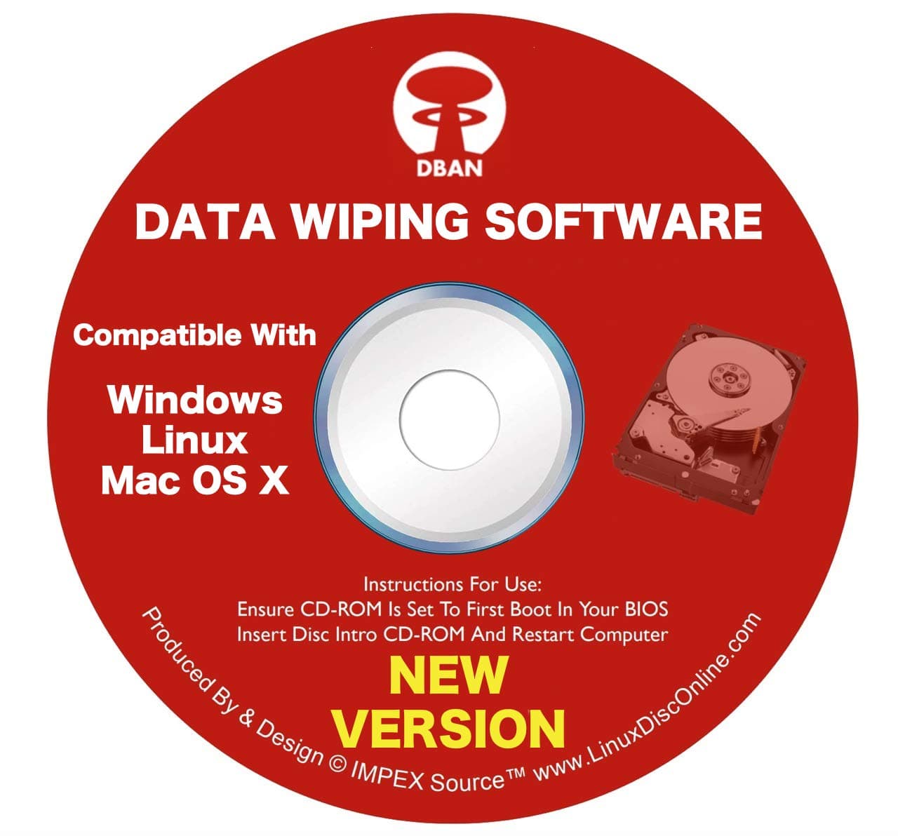 DBAN Boot and Nuke Hard Drive Data Wiping Software for Windows, Linux & Mac on CD