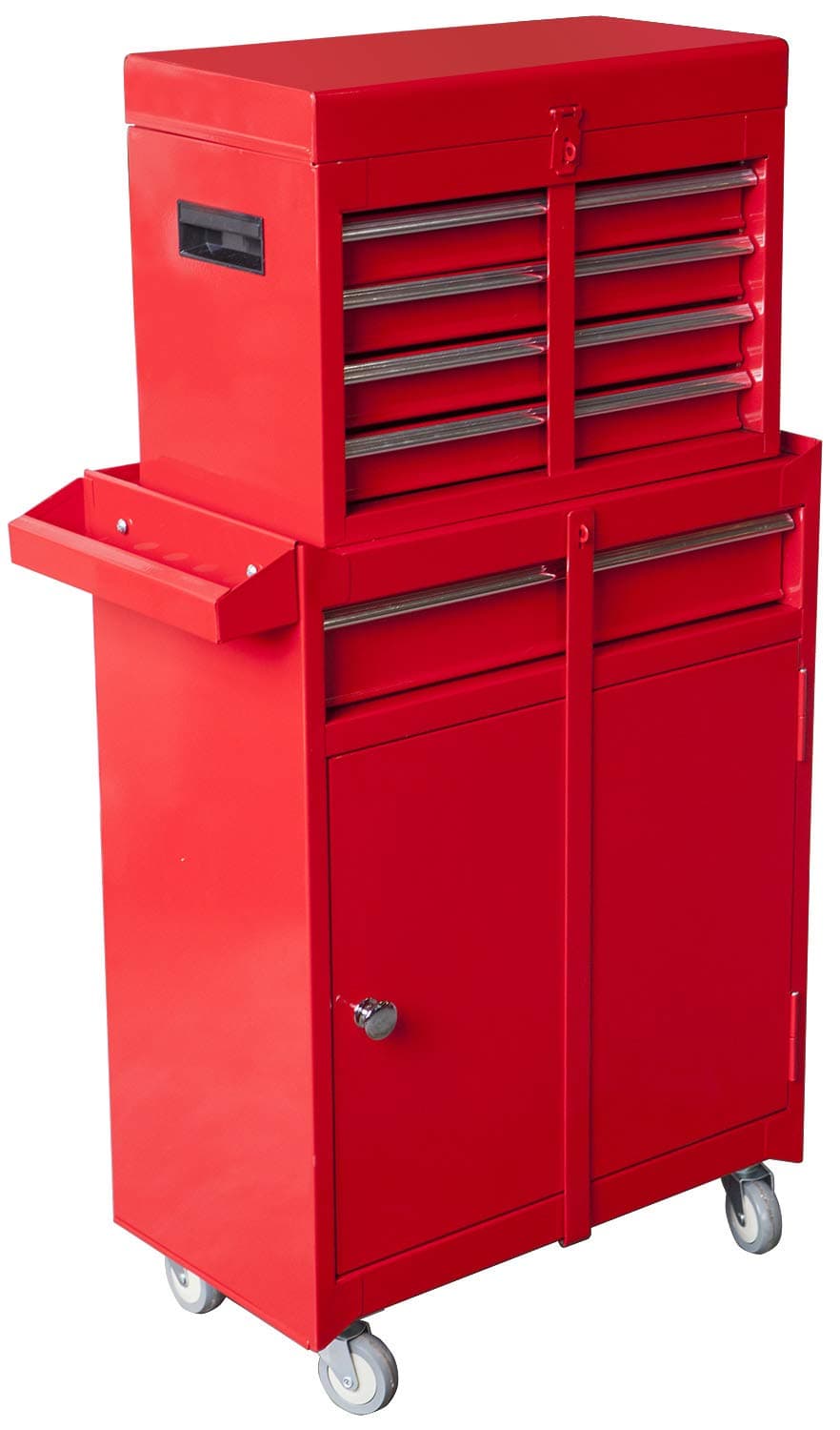 Torin ATBT1204B-RED Rolling Garage Workshop Tool Organizer: Detachable 4 Drawer Tool Chest with Large Storage Cabinet and Adjustable Shelf, Red