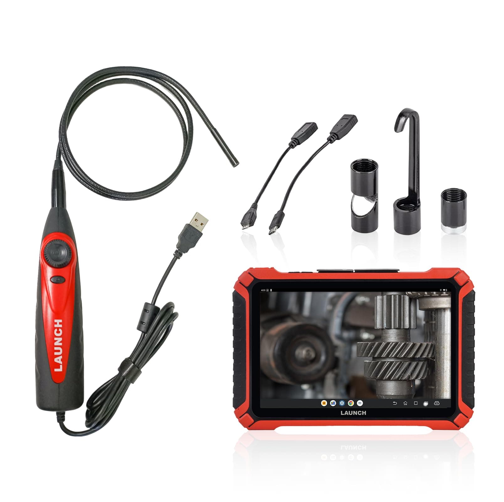 LAUNCH VSP-600 Videoscope, 7mm Snake Camera with 6 LED Lights USB Borescope, IP67 Waterproof HD Borescope Inspection Camera, Industrial HD Endoscope for X-431 Series, Android Cellphone