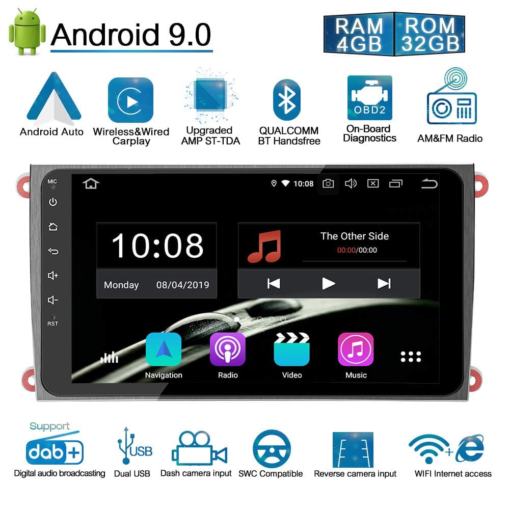 Ohok 9" Touchscreen Android 9.0 Autoradio for PORSCHE cayenne 2003-2010 Double Din Sat Nav Headunit Octa Core 4G+32G Support GPS Navigation Bluetooth Android Auto Carplay WLAN DAB+ SWC Mirror Link