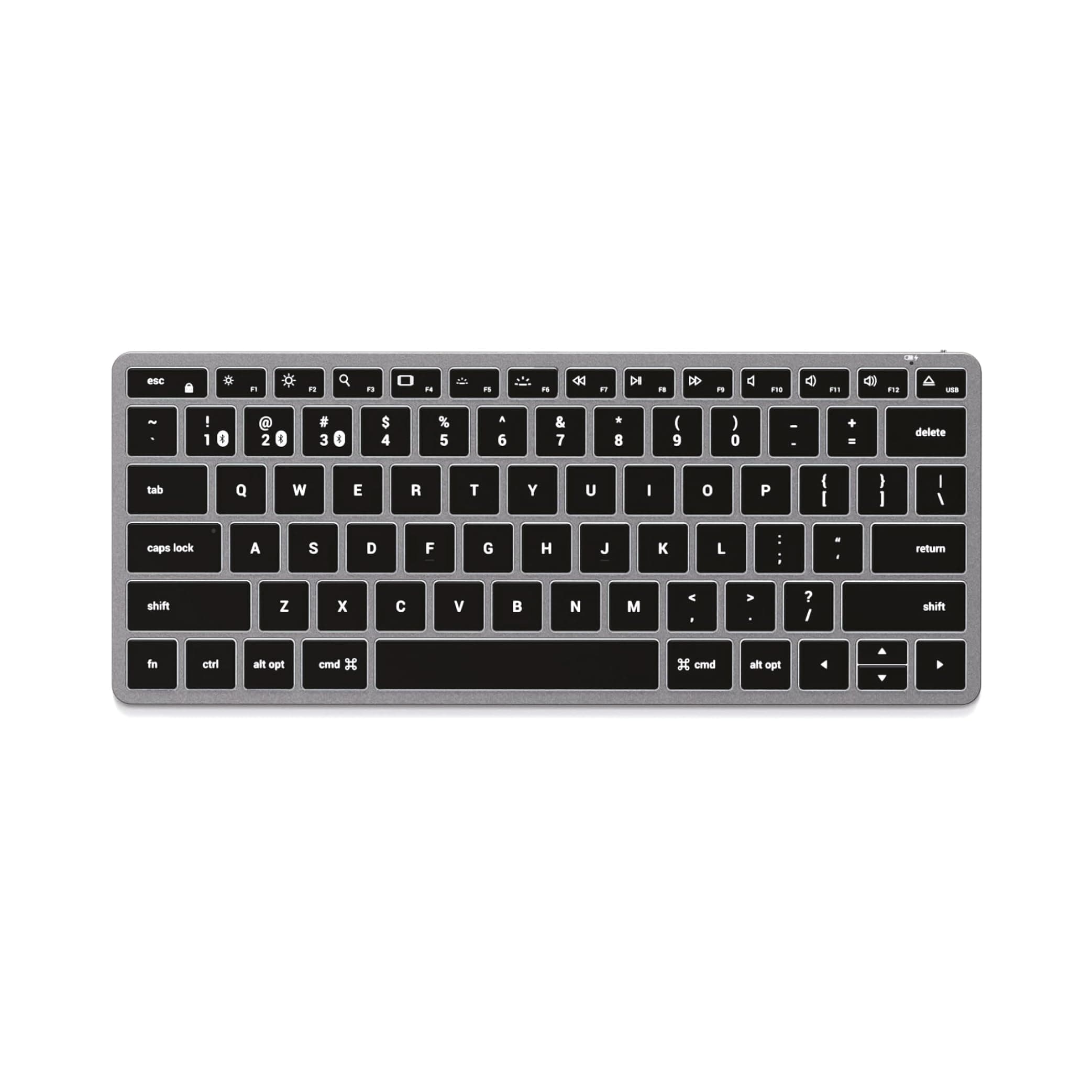 SATECHI Slim X1 Bluetooth Backlit Keyboard – Illuminated Keys & Multi-Device Sync – for M2/ M1 MacBook Pro/Air, M2/ M1 iPad Pro/Air, M2 Mac mini, iMac M1 (Space Grey)