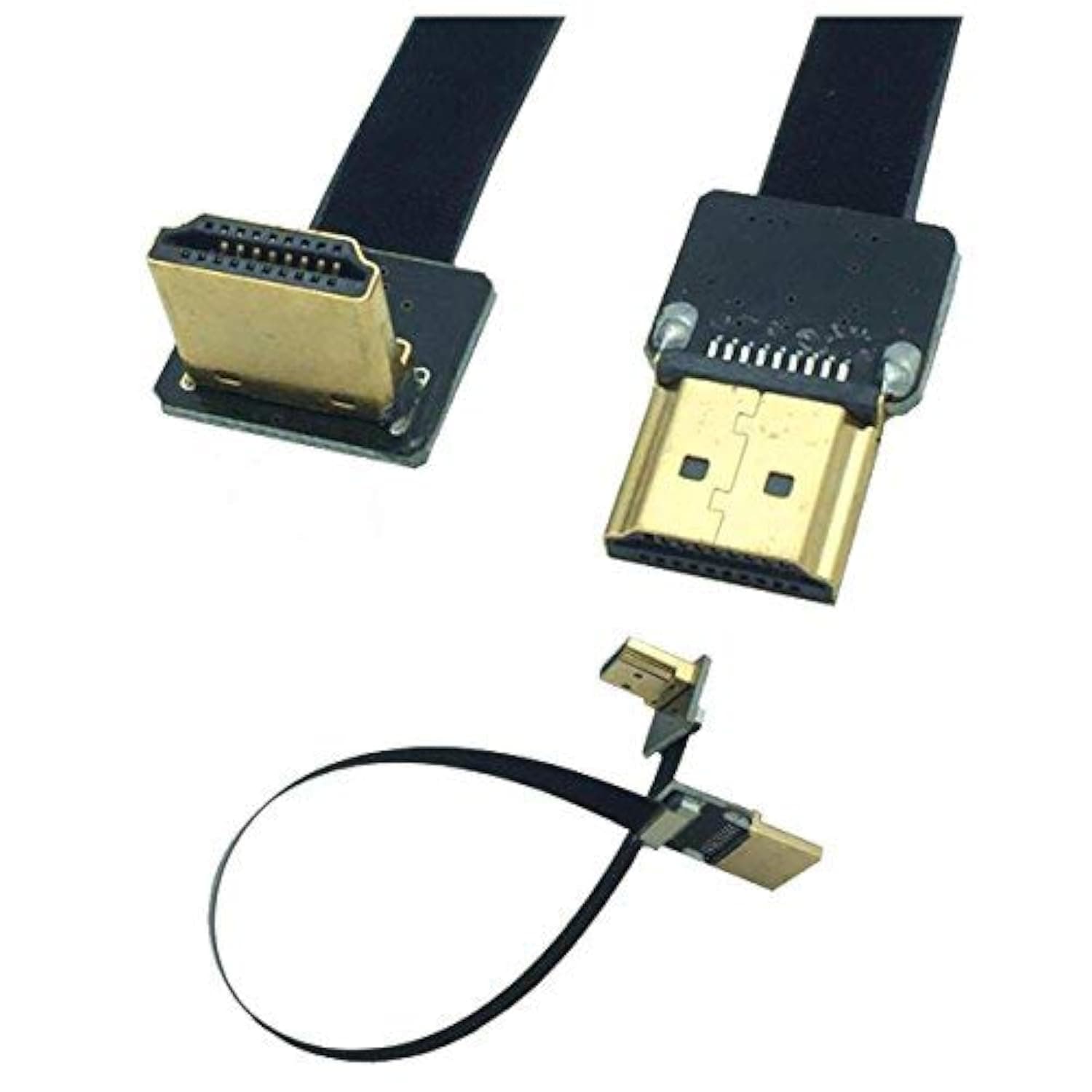20cm FPV HDMI Slim Flat Cable, Upward Male to Straight Male 1080P HDMI Cord
