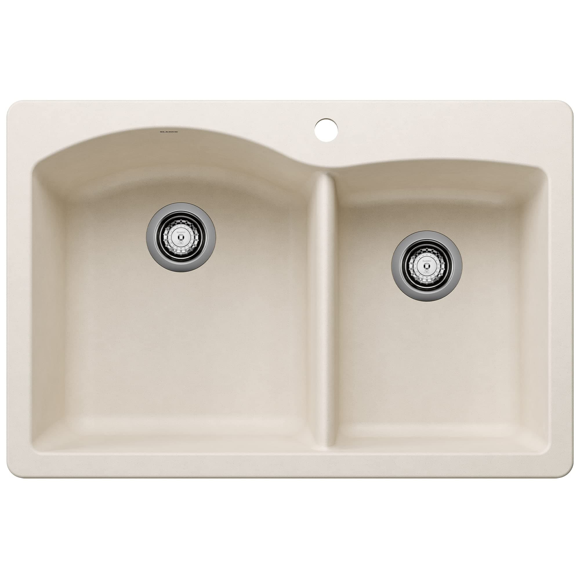 BLANCO443063 Diamond Silgranit 60/40 Double Bowl Undermount or Drop-In Kitchen Sink, 33" L X 22" W - Soft White