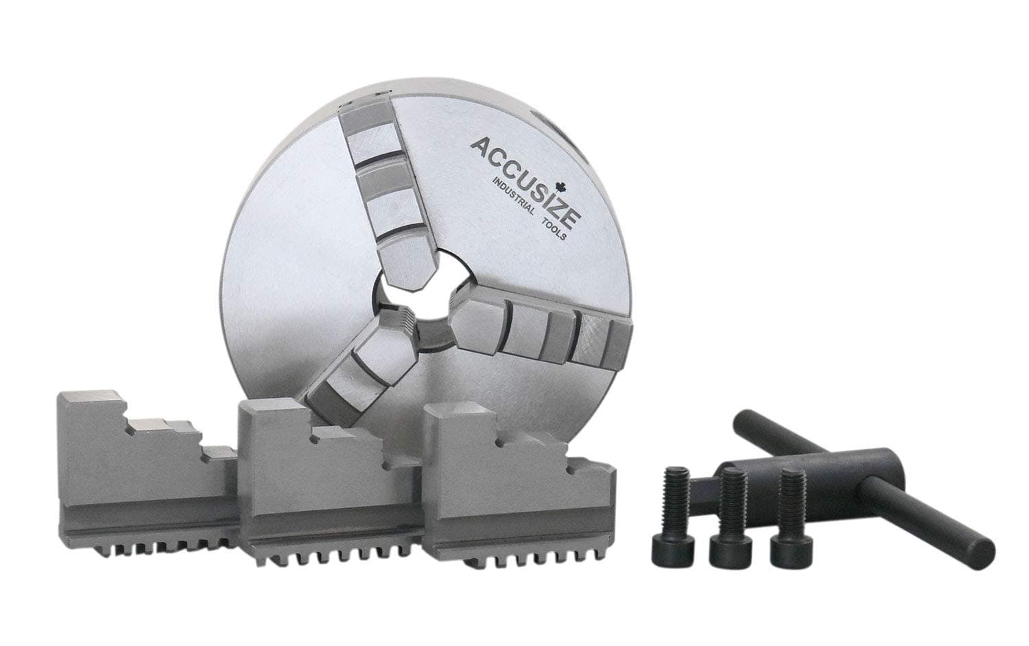 Accusize Industrial Tools 5''/125 mm 3-Jaw Chuck, Plain Back, 1.181'' Center Hole, 0559-0112