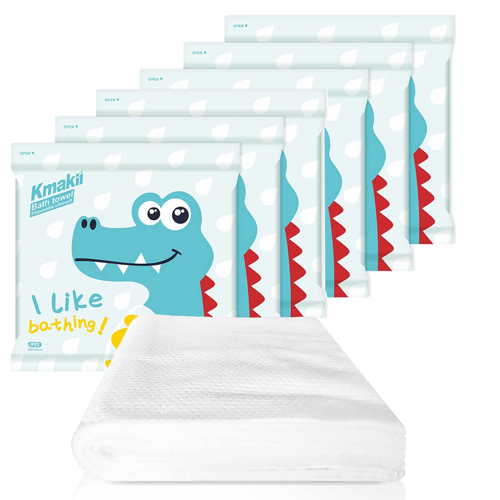 KMAKII 6 Pack Disposable Bath Towels White Soft Bath Bath Wipes Portable and Breathable Thick Bath Cloths for Travel Hotel Business Trip Size: 55"X28"…