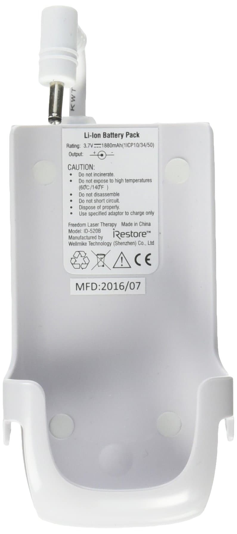 Rechargeable Battery Pack with Belt Clip, Optional Accessory for The iRestore Laser Hair Growth System