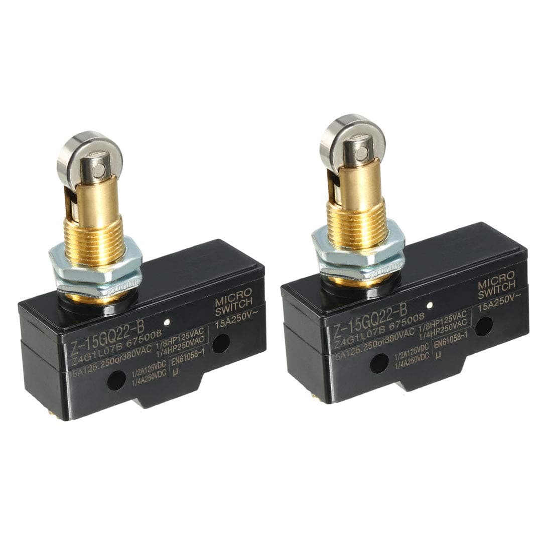 uxcell 2PCS Z-15GQ22-B 1NO + 1NC Panel Mount Roller Plunger Micro Action Switches