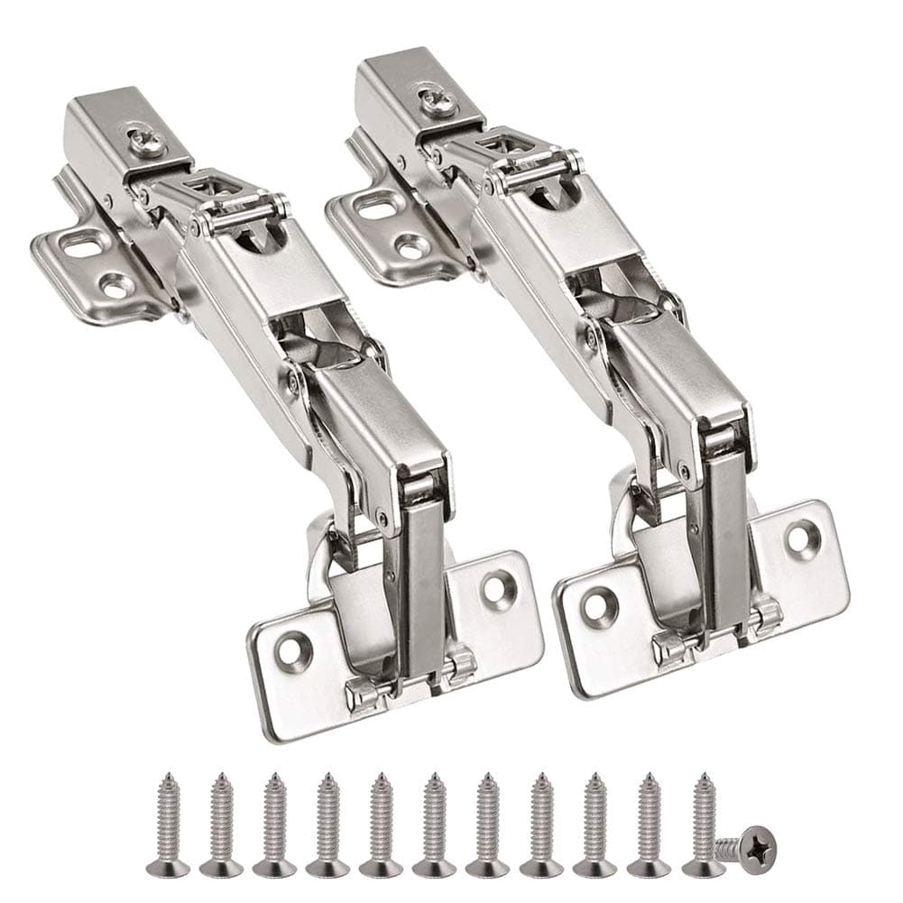 Saiper 175 Degree Hinges Face Frame Cabinet Hinge, Soft Closing Hydraulic Buffer Dampers Concealed Hinges for Wardrobe/Cupboard Door (1 Pair, Full Overlay)