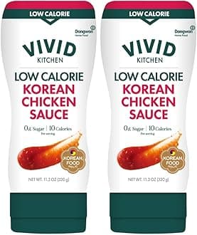 VIVID KITCHEN Korean Chicken Sauce – Low-Calorie, No Preservatives – Sweet and Savory Flavor – Easy Squeeze Bottles – Authentic Korean BBQ Marinade and Dipping Sauce – 2 Pack – 11.33 oz Each