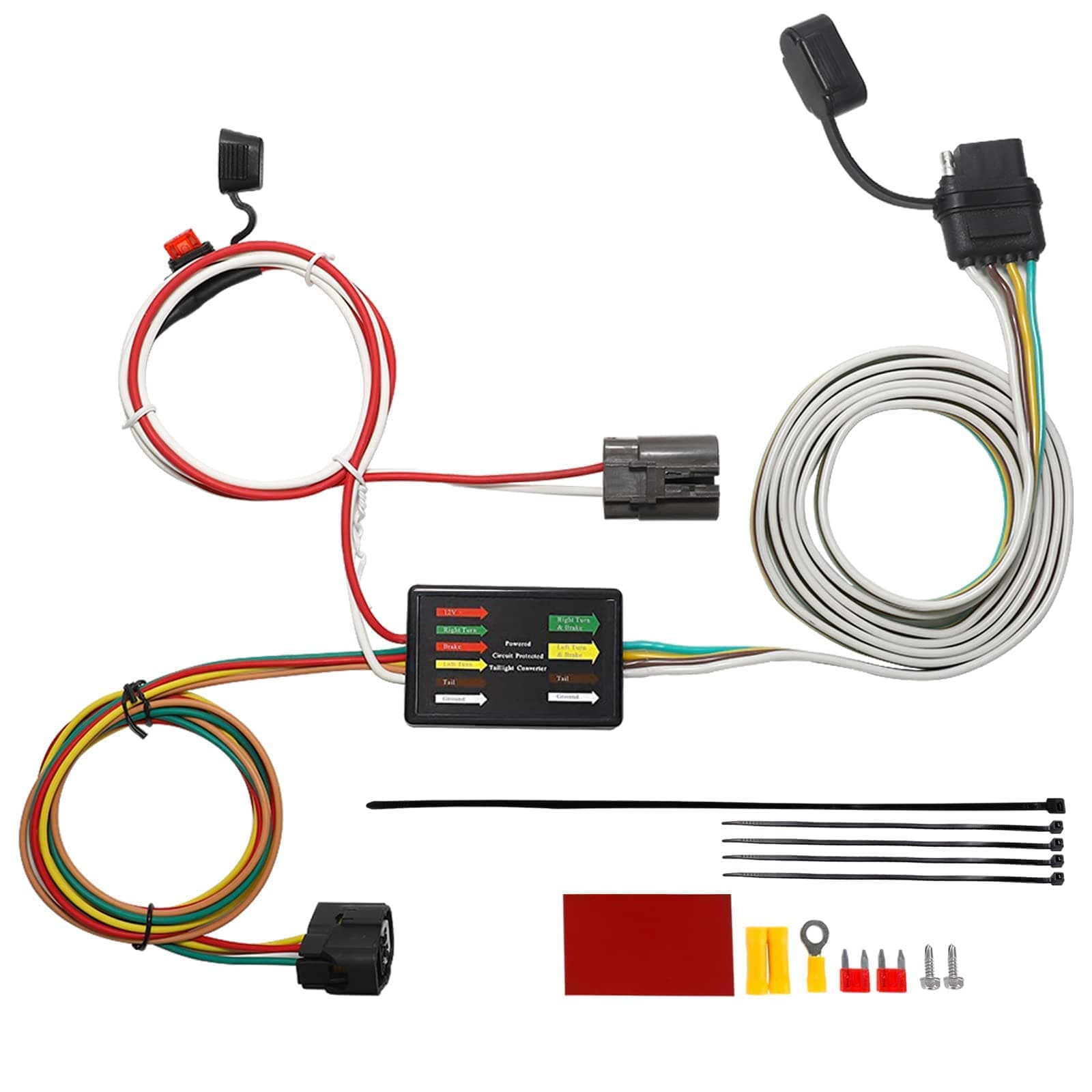 MECMO 4-Way Flat Trailer Hitch Wiring Harness for 2013-2018 Hyundai Santa Fe, 2013-2018 Santa Fe Sport, 2019 Santa Fe XL, 2007-2012 Veracruz, 2015-2020 KIA Sedona, 2007-2021 Sorento