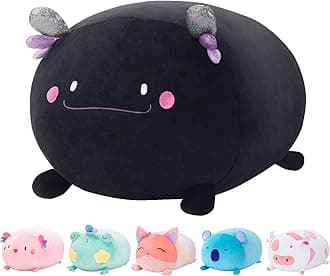 Cute Axolotl Plush Pillow, 16” Axolotl Stuffed Animals, Soft Kawaii Plushies Cuddle Pillow, Cute Plushies for Women, Girls and Males (Black)
